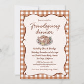 Rustieke Gingham Friendsgiving Thanksgiving-diner Kaart (Voorkant)