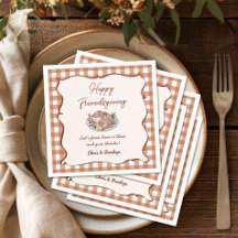Rustieke Gingham Friendsgiving Thanksgiving-diner