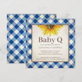 Rustieke Gingham Geruite Baby Shower Kaart (Voorkant / Achterkant)