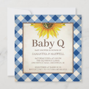Rustieke Gingham Geruite Baby Shower Kaart
