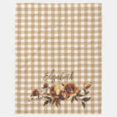 Rustieke Gingham Herfst Rozen gepersonaliseerd Fleece Deken (Voorkant)