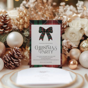 Rustieke Gingham Kerstfeest Uitnodiging