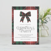 Rustieke Gingham Kerstfeest Uitnodiging (Staand voorkant)