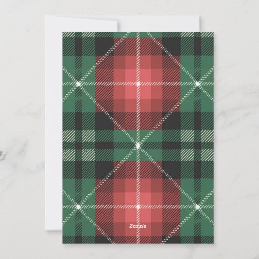 Rustieke Gingham Kerstfeest Uitnodiging (Achterkant)