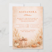Rustieke Gingham Pompoen Herfst Afstuderen Kaart (Voorkant)