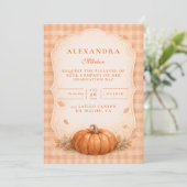 Rustieke Gingham Pompoen Herfst Afstuderen Kaart (Staand voorkant)