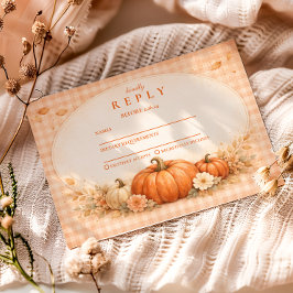 Rustieke Gingham Pompoen Herfst Afstuderen RSVP Kaartje