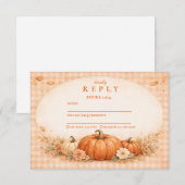 Rustieke Gingham Pompoen Herfst Afstuderen RSVP Kaartje (Voorkant / Achterkant)