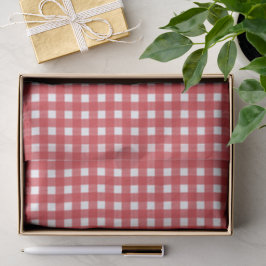 Rustieke Gingham Rode Witte Kerst Tissuepapier