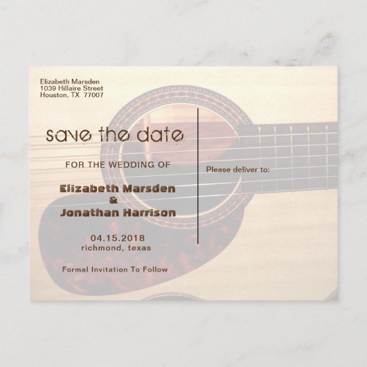 Rustieke gitaarmuziek Thema Country Modern ZZ Aankondigingskaart (Achterkant)