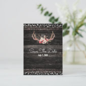 Rustieke Glam Bloemen & Geweien Boho Save the Date Aankondigingskaart (Staand voorkant)