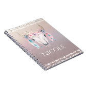 Rustieke Glam Boho Bloem Koeschedel Iridiserend Notitieboek (Rechterzijde)
