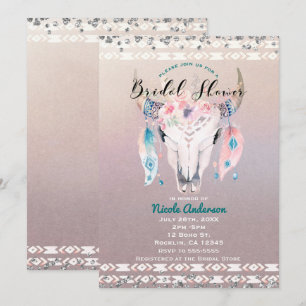 Rustieke Glam Boho Bloemrijke Koeien Schedel Bruil Kaart