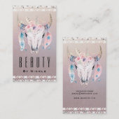 Rustieke Glam Boho Floral Koe Skull Country Chic Visitekaartje (Voorkant / Achterkant)