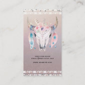 Rustieke Glam Boho Floral Koe Skull Country Chic Visitekaartje (Achterkant)