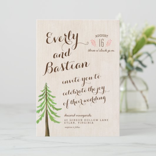 Rustieke Glam bruiloft uitnodigingen (Staand voorkant)