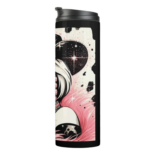 Rustieke Glam Cowgirl Roze Sparkle Koeienhuid Prin Thermosbeker (Geroteerd rechts)