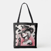 Rustieke Glam Cowgirl Roze Sparkle Koeienhuid Prin Tote Bag (Achterkant)