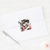 Rustieke Glam Cowgirl Roze Sparkle Koeienhuid Prin Vierkante Sticker (Envelop)