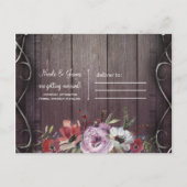 Rustieke Glamour Barn Wood Floral Save the Date Aankondigingskaart (Achterkant)