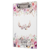 Rustieke Glamour Boho Antlers Floral gepersonalise Klembord (Links)