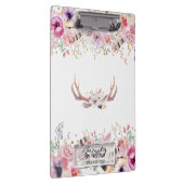 Rustieke Glamour Boho Antlers Floral gepersonalise Klembord (Rechts)