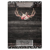 Rustieke Glamour Boho Antlers schedel gepersonalis Klembord (Voorkant)