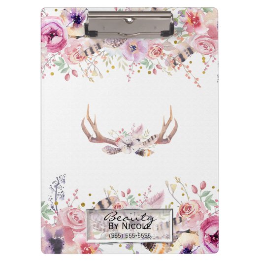 Rustieke Glamour Boho Geweien Bloemstuk Persoonlij Klembord (Voorkant)