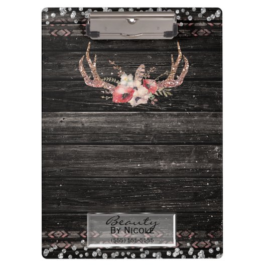 Rustieke Glamour Boho Geweien Schedel Persoonlijk Klembord (Voorkant)