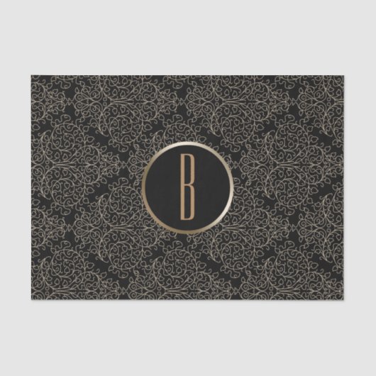 Rustieke Glamour Burlap Royal Damask Chic Monogram Tissuepapier (Voorkant)