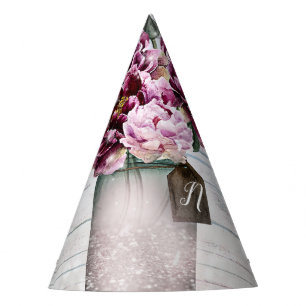 Rustieke glamour hout & burgundy metsonenbloemen feesthoedjes