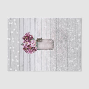 Rustieke Glamour Hout & Donkerrode Bloemen in Maso Tissuepapier