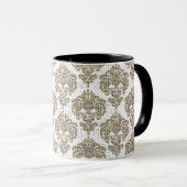 Rustieke Glamour Jute Royal Damast Chic Modern Mok (Voorkant rechts)