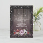 Rustieke Glamour Schuur Hout Bloei & Bloemen Bruid Kaart (Staand voorkant)