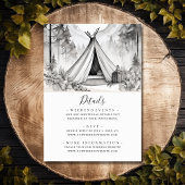 Rustieke Glamping Camping Bos Bruiloft Details Informatiekaartje