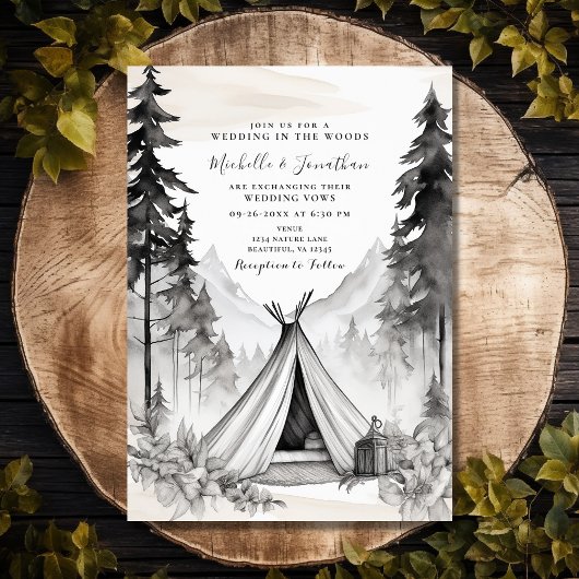 Rustieke Glamping Camping Mountain Forest bruiloft Kaart