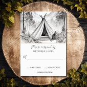Rustieke Glamping Camping Mountain Forest bruiloft RSVP Kaartje