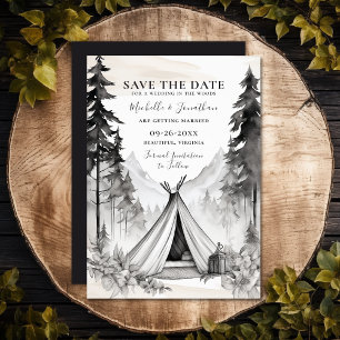Rustieke Glamping Camping Mountain Forest bruiloft Save The Date