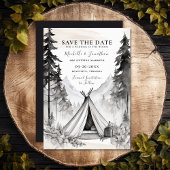 Rustieke Glamping Camping Mountain Forest bruiloft Save The Date