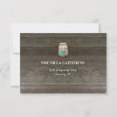 Rustieke glazen pot trouwfeest RSVP Kaartje (Achterkant)