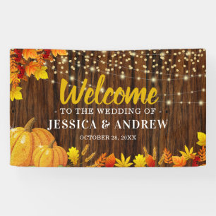 Rustieke Glitter Pompoen Herfst Huwelijk Welkom Spandoek