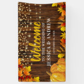 Rustieke Glitter Pompoen Herfst Huwelijk Welkom Spandoek (Verticaal)