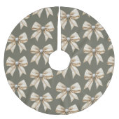 Rustieke Glitzy Cream Bows Green Christmas Kerstboom Rok (Voorkant)