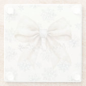 Rustieke Glitzy Cream Bows Kerstmis Glazen Onderzetter (Achterkant)
