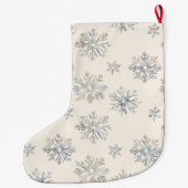 Rustieke Glitzy Cream Bows Kerstmis Grote Kerstsok (Achterkant)