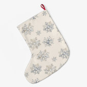 Rustieke Glitzy Cream Bows Kerstmis Grote Kerstsok (Achterkant (Hangend))