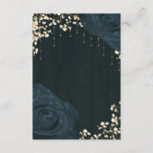 Rustieke gloed lantaarn blauw zwart Rozen bruiloft Informatiekaartje (Achterkant)