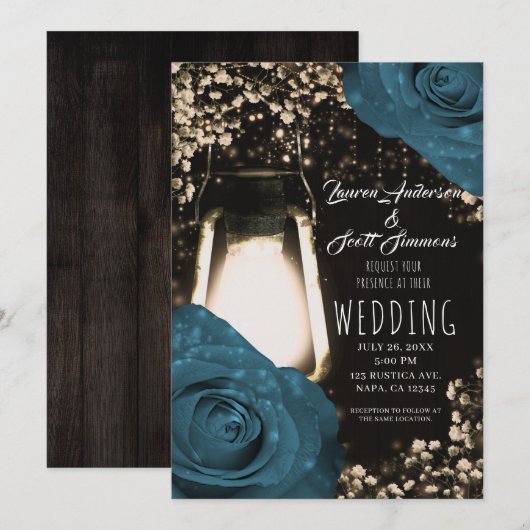 Rustieke gloed lantaarn Blauwgroen groen blauw Roz Kaart (Voorkant / Achterkant)