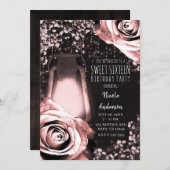 Rustieke gloed lantaarn blozen roze rozen zoet 16 kaart (Voorkant / Achterkant)