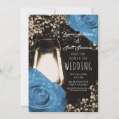 Rustieke gloed lantaarn korenbloem blauw Rozen bru Kaart (Voorkant)